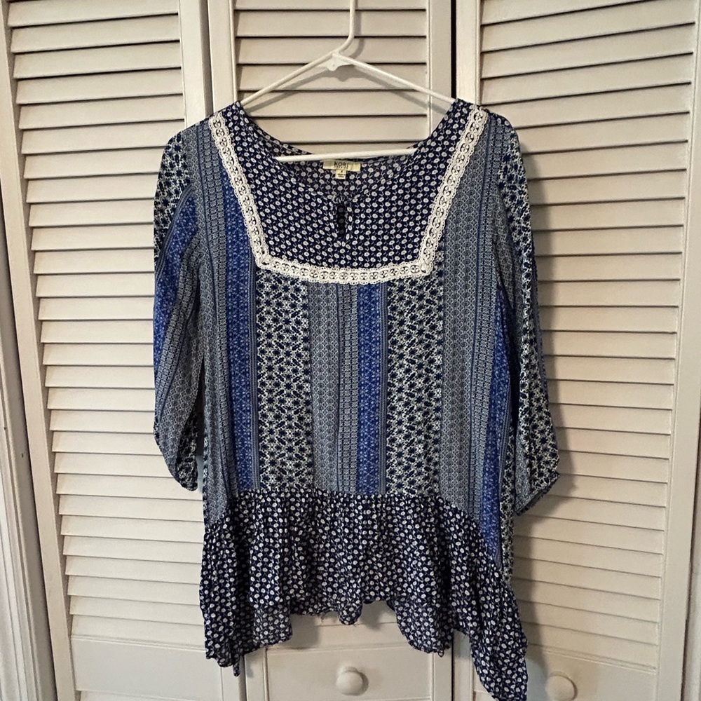 Blue Patterned Women's Top